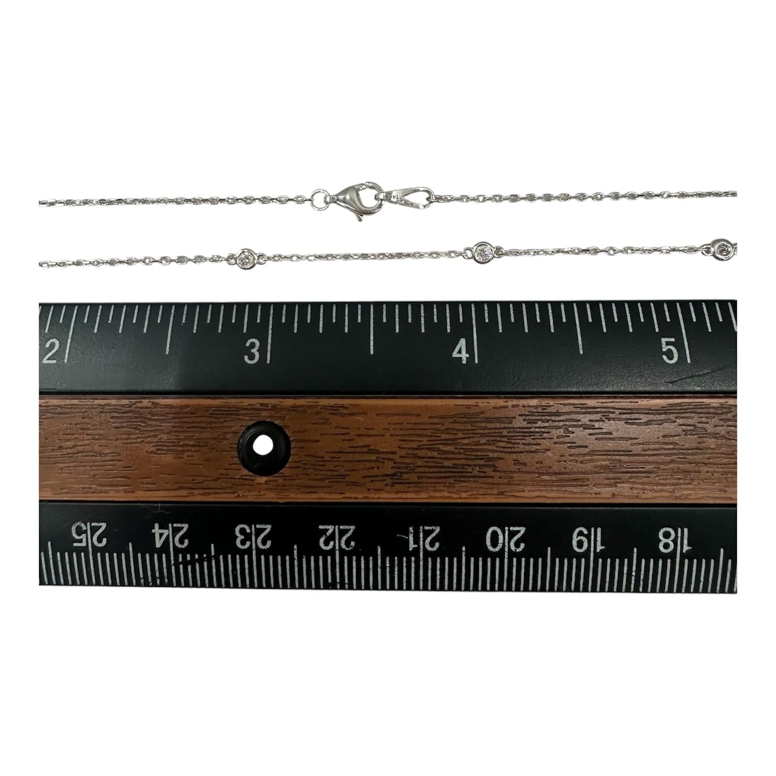Diamond Station Necklace 14K White Gold 0.32ctw 17.5in New