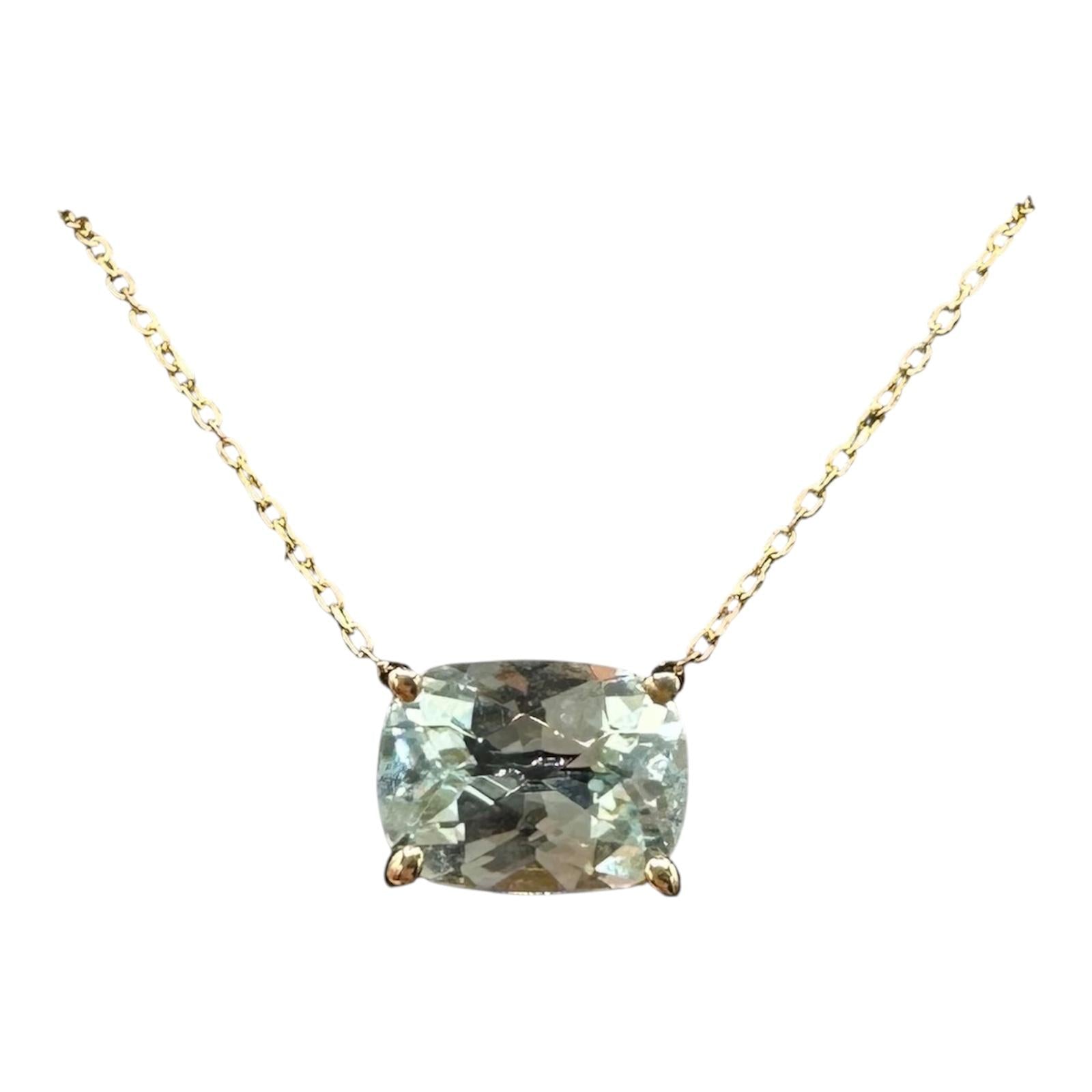 Aquamarine Necklace 14K Yellow Gold 1.31ct 18in New