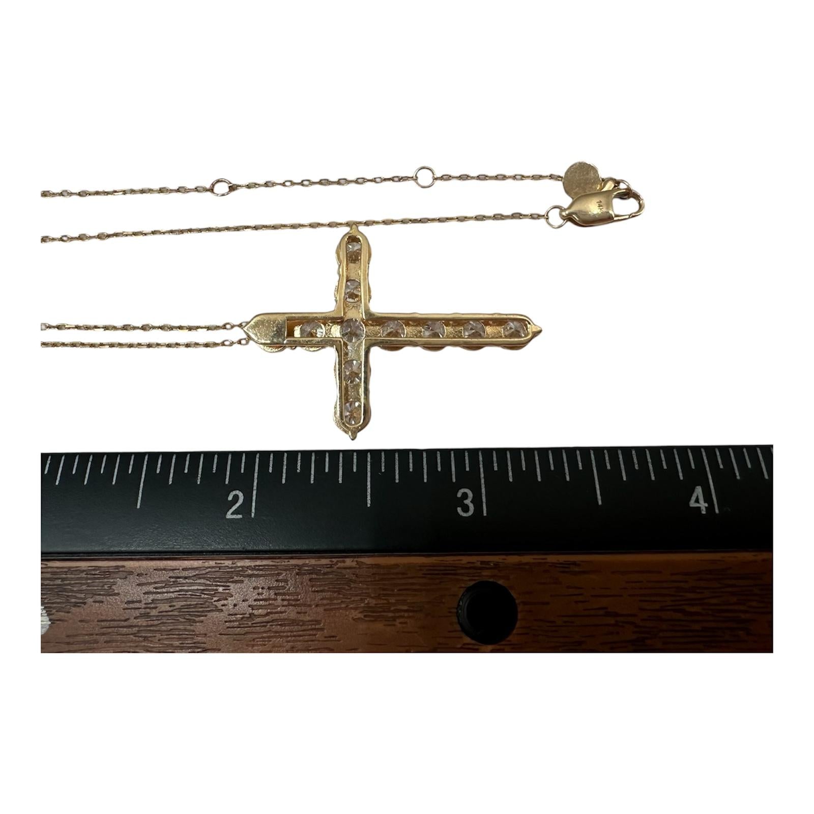 Lab Grown Diamond Cross Necklace 14K Yellow Gold 3.96ctw EF VS Adjustable