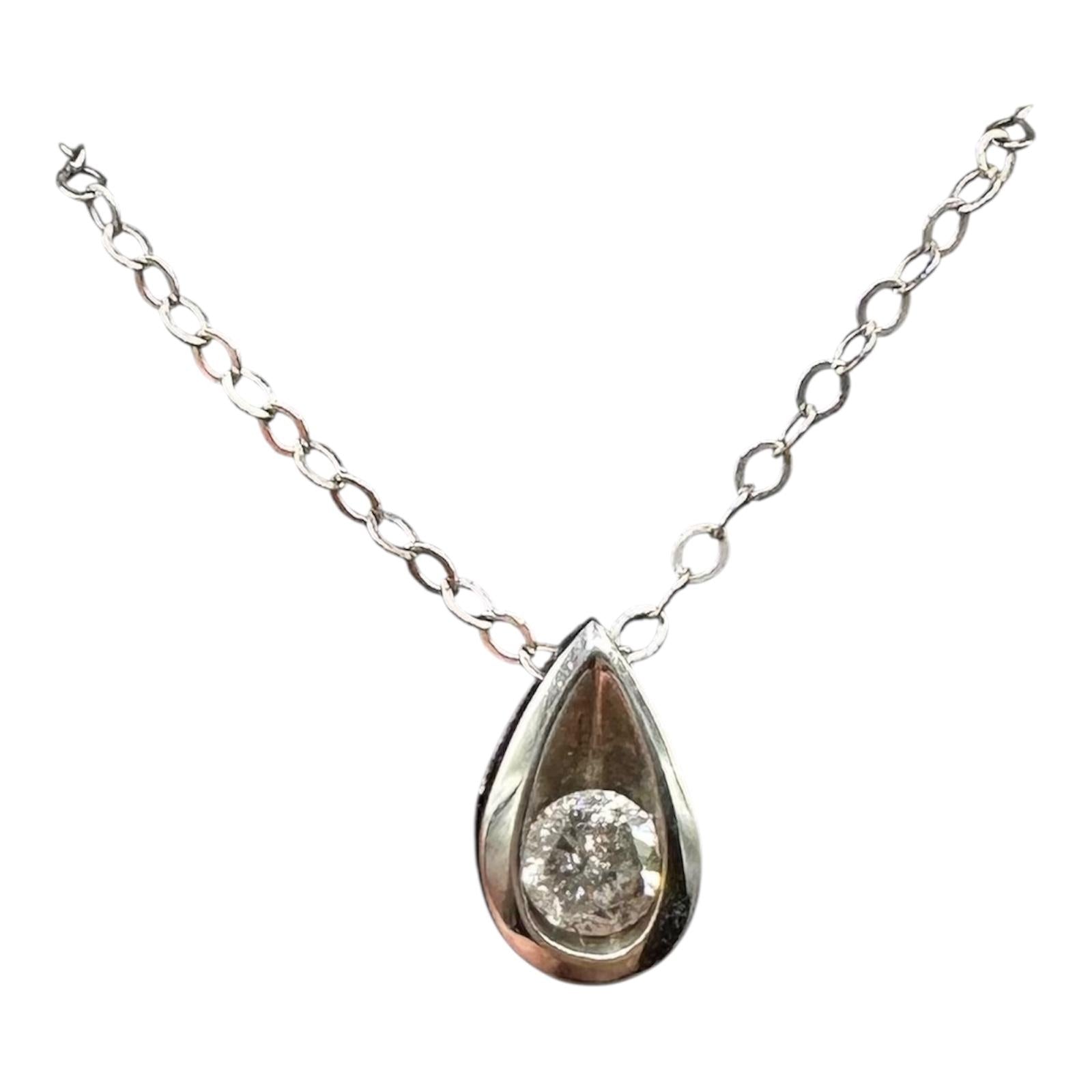 Natural Diamond Solitaire Necklace 14K White Gold 0.25ctw 18in New