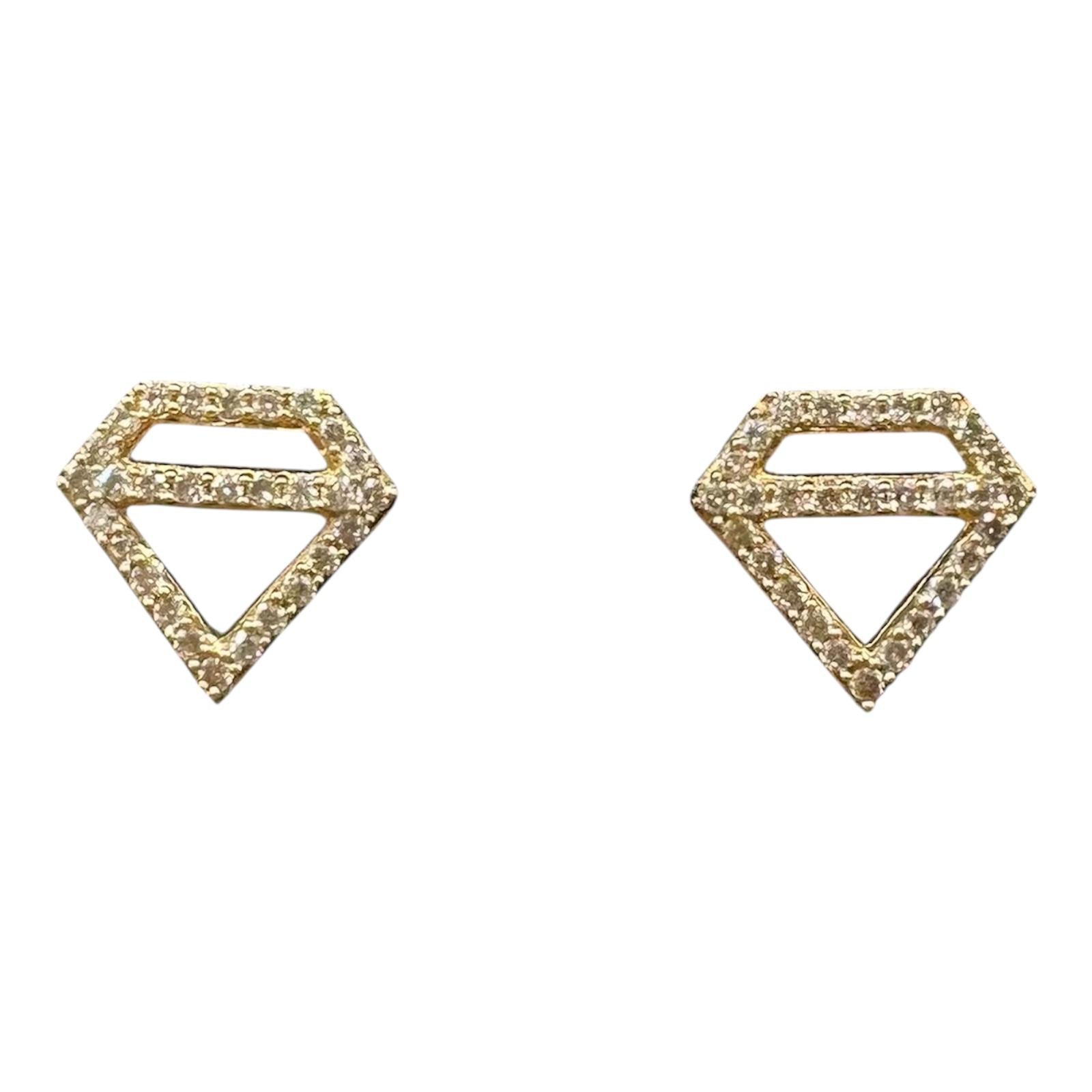 Diamond Shaped Earrings 14K Yellow Gold 0.17ctw GH SI New
