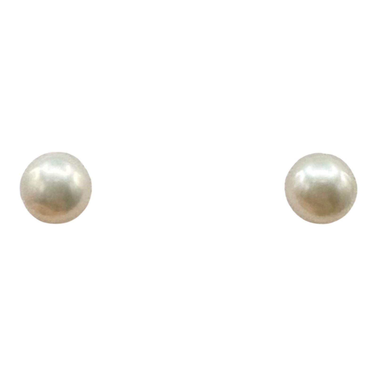 Pearl Stud Earrings 10K Yellow Gold 4.4mm New