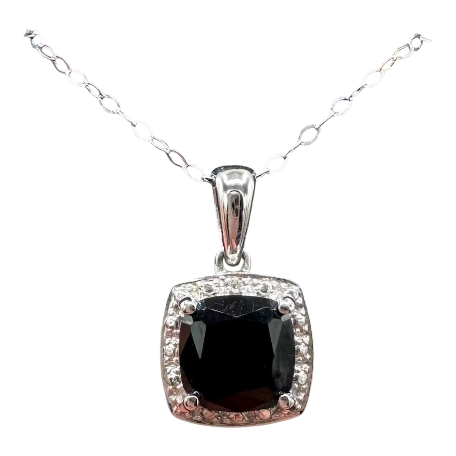 Sapphire Diamond Necklace 14K White Gold 1.50ctw 18in New