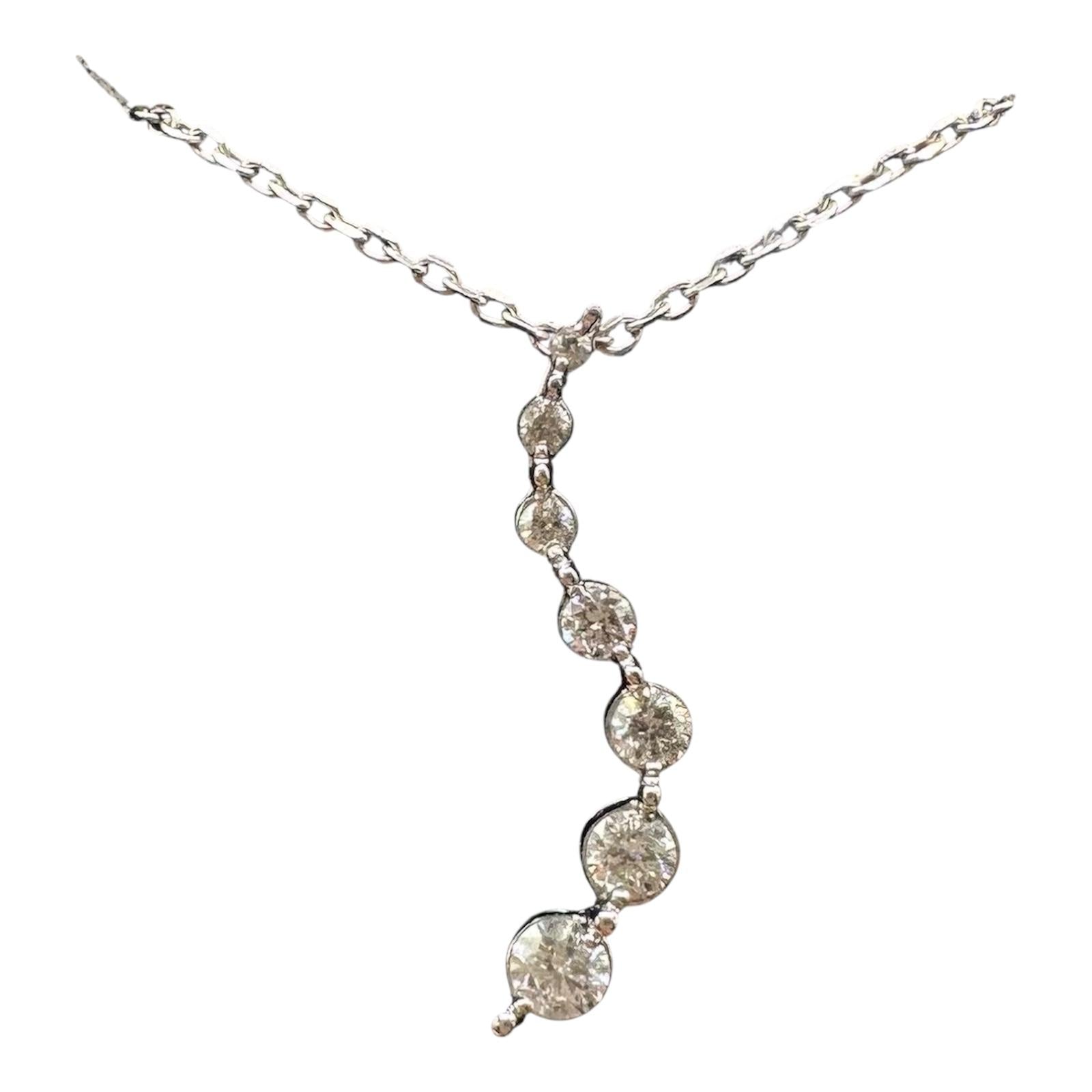 Diamond Journey Necklace 10K White Gold 0.25ctw 18in New