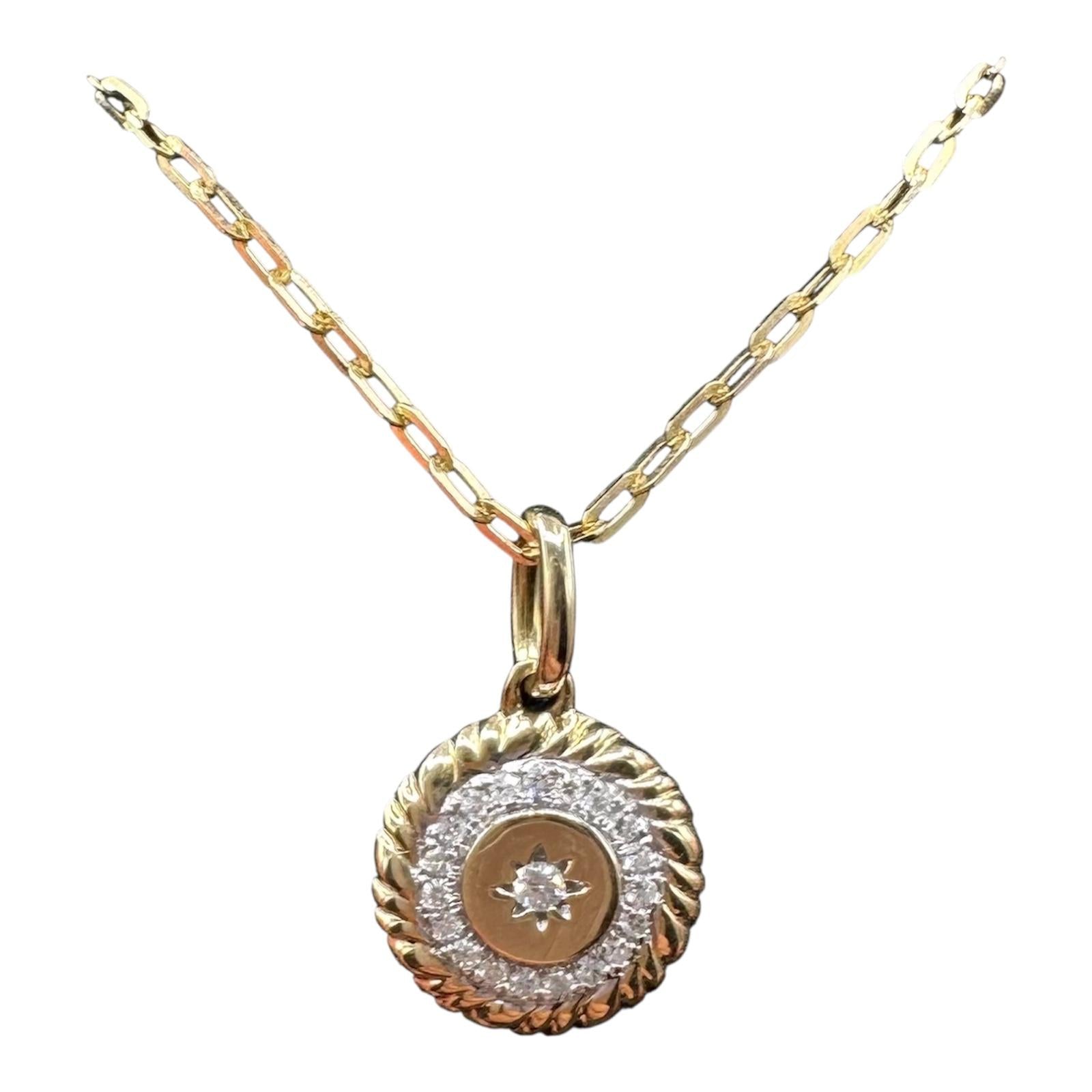 Diamond Paperclip Chain Necklace 10K Yellow Gold 0.08ctw Adjustable New