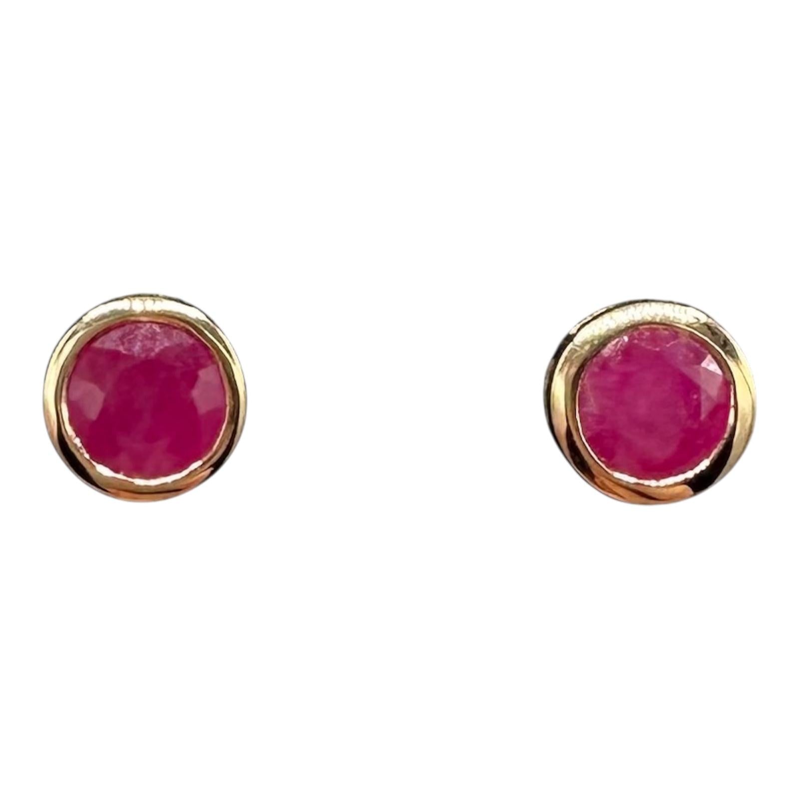 Effy Ruby Stud Earrings 18K Rose Gold 1.14ctw Bezel Set