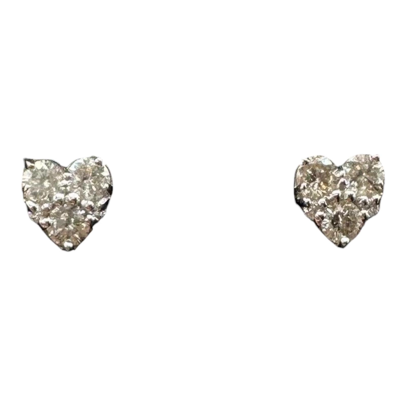 Diamond Heart Stud Earrings 14K White Gold 0.37ctw GH SI2 I1