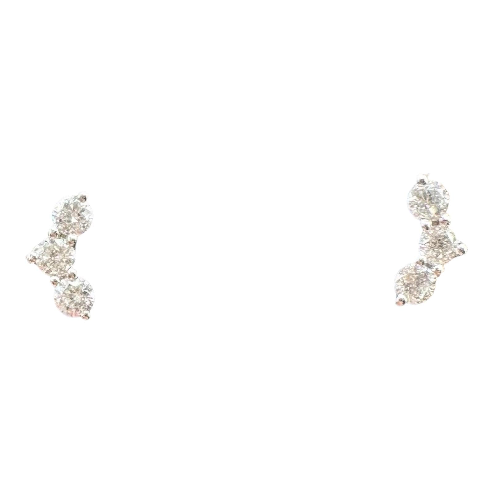 Modern Diamond Stud Earrings 14K White Gold 0.14ctw GH SI Threaded Backs