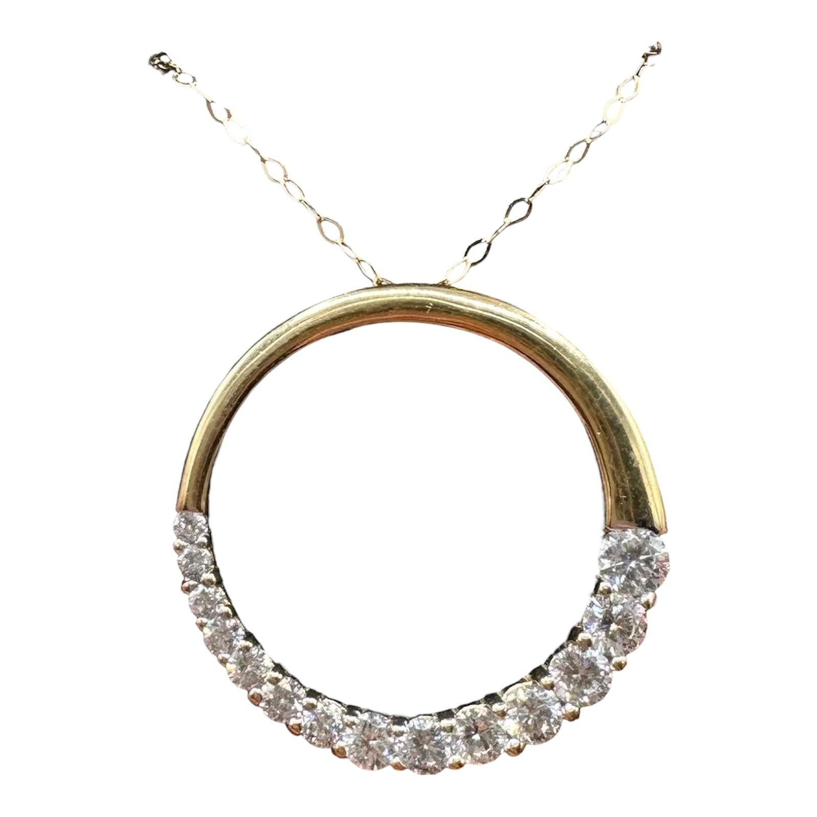 Diamond Circle Necklace 14K Yellow Gold 1ctw 18in Pre Loved