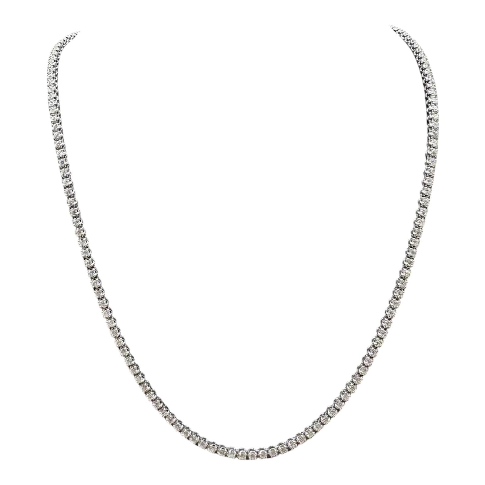 Natural Diamond Tennis Necklace 14K White Gold 3.3ctw 18in New