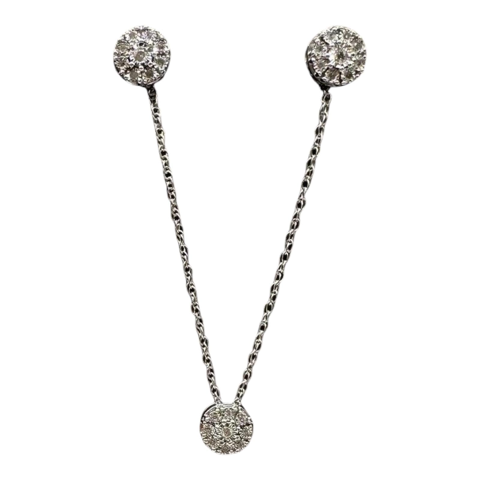 Diamond Earrings Necklace Set Sterling Silver 0.18ctw 18in New