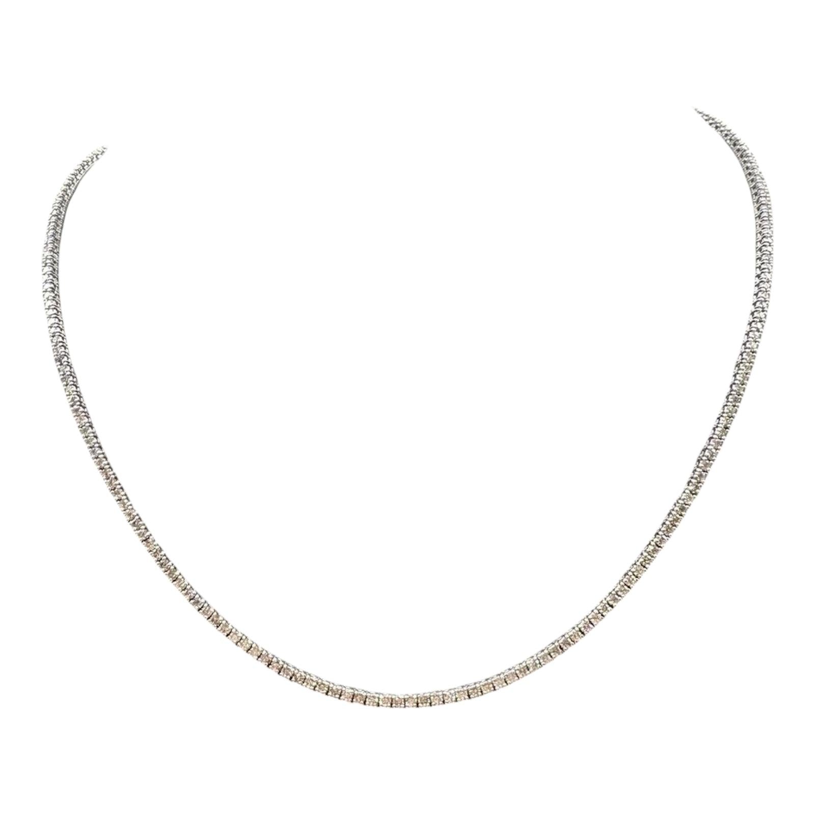 Natural Diamond Tennis Necklace 14K White Gold 4.01ctw 16.25in New