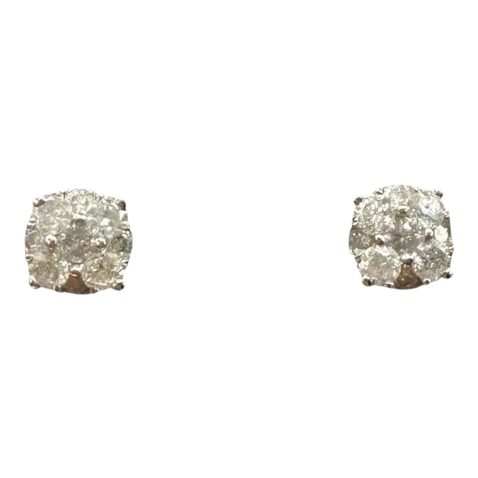 Diamond Cluster Earrings 10K White Gold 0.50ctw New