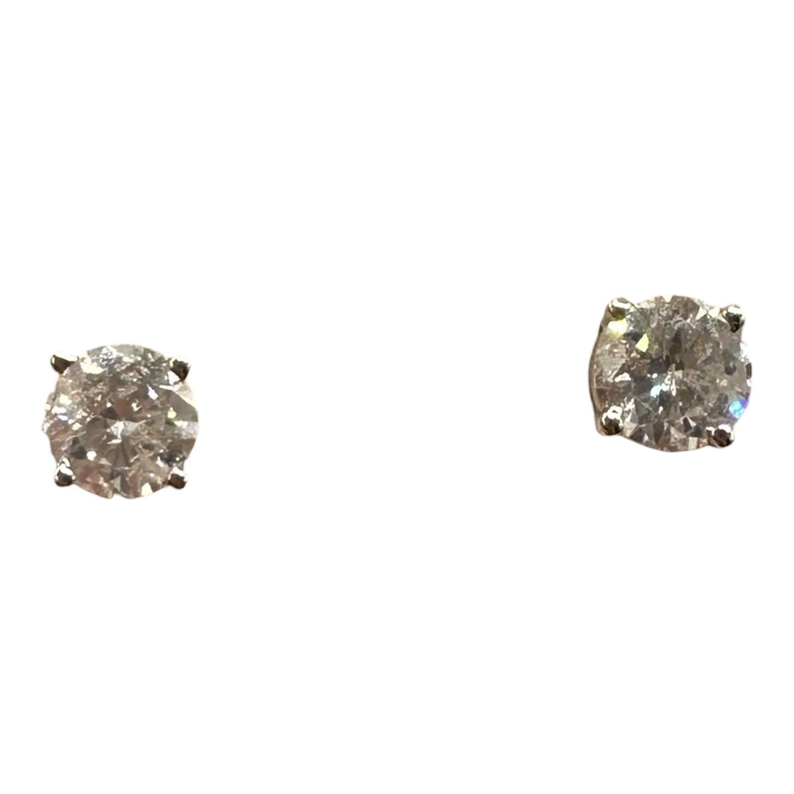Natural Diamond Stud Earrings 14K White Gold 0.77ctw 4 Prong Basket New