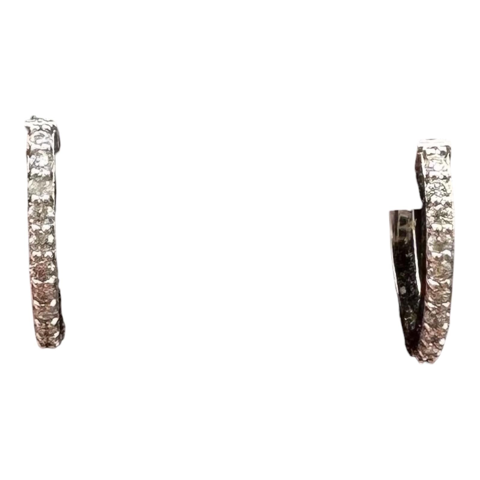 Diamond Huggie Earrings 14K White Gold 0.10ctw 11.4mm