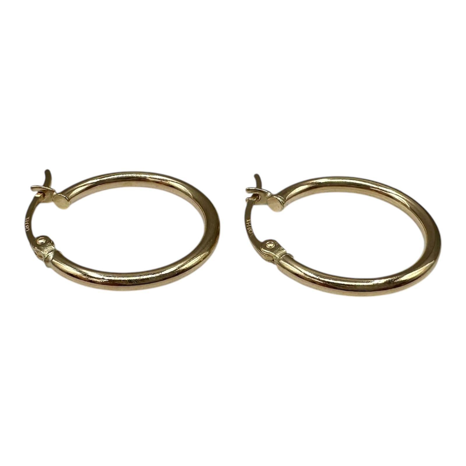ube Hoop Earrings 14kt Yellow Gold 20mm 2.1mm 1.5g Hollow New