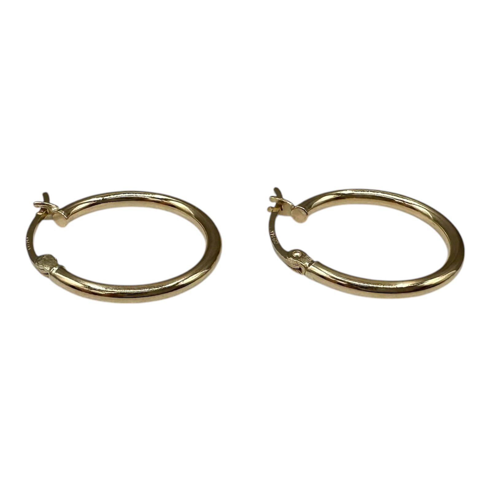 Tube Hoop Earrings 14kt Yellow Gold 19.9mm 2.1mm 1.5g Hollow New