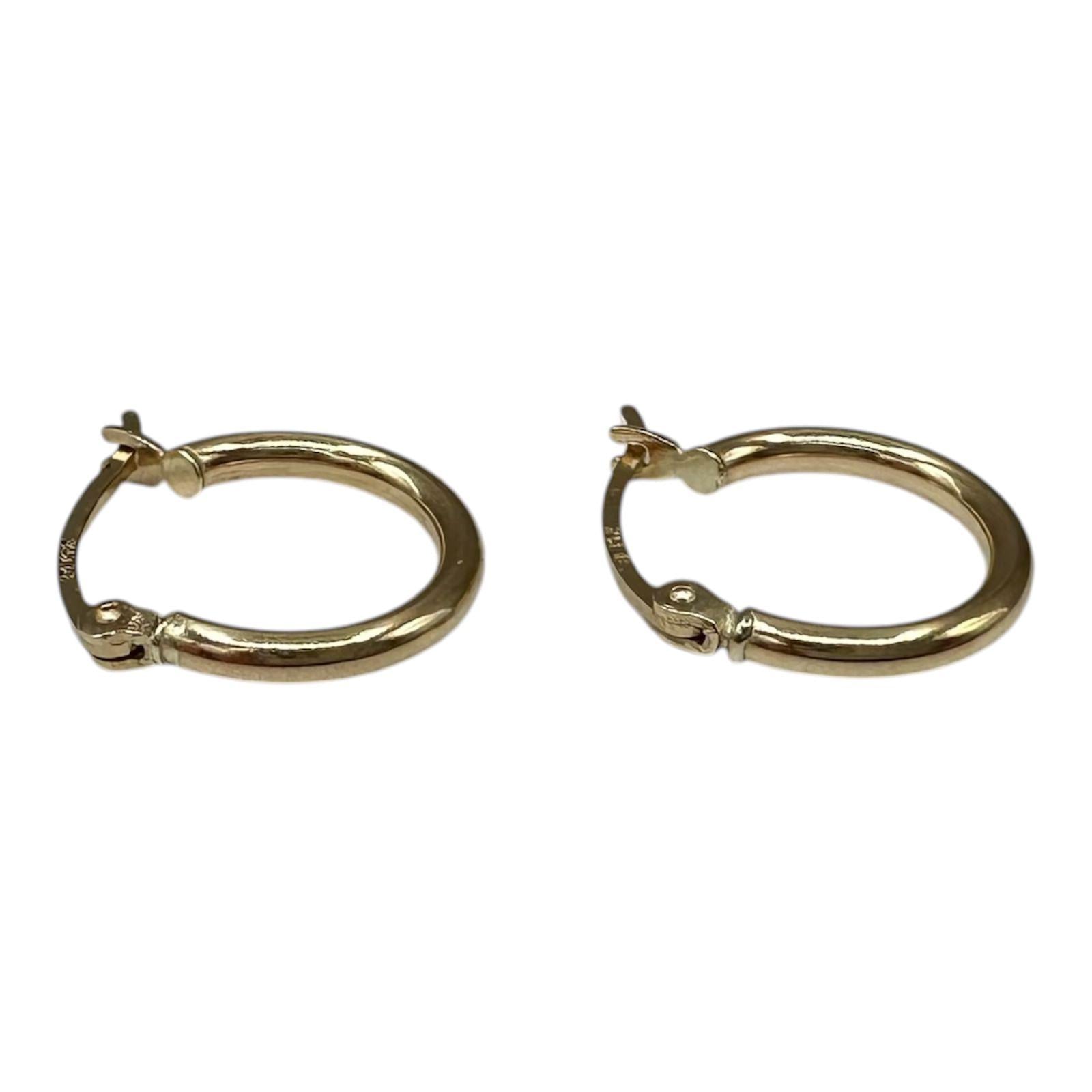 Tube Hoop Huggie Earrings 14kt Yellow Gold 14.8mm 2.1mm Hollow New