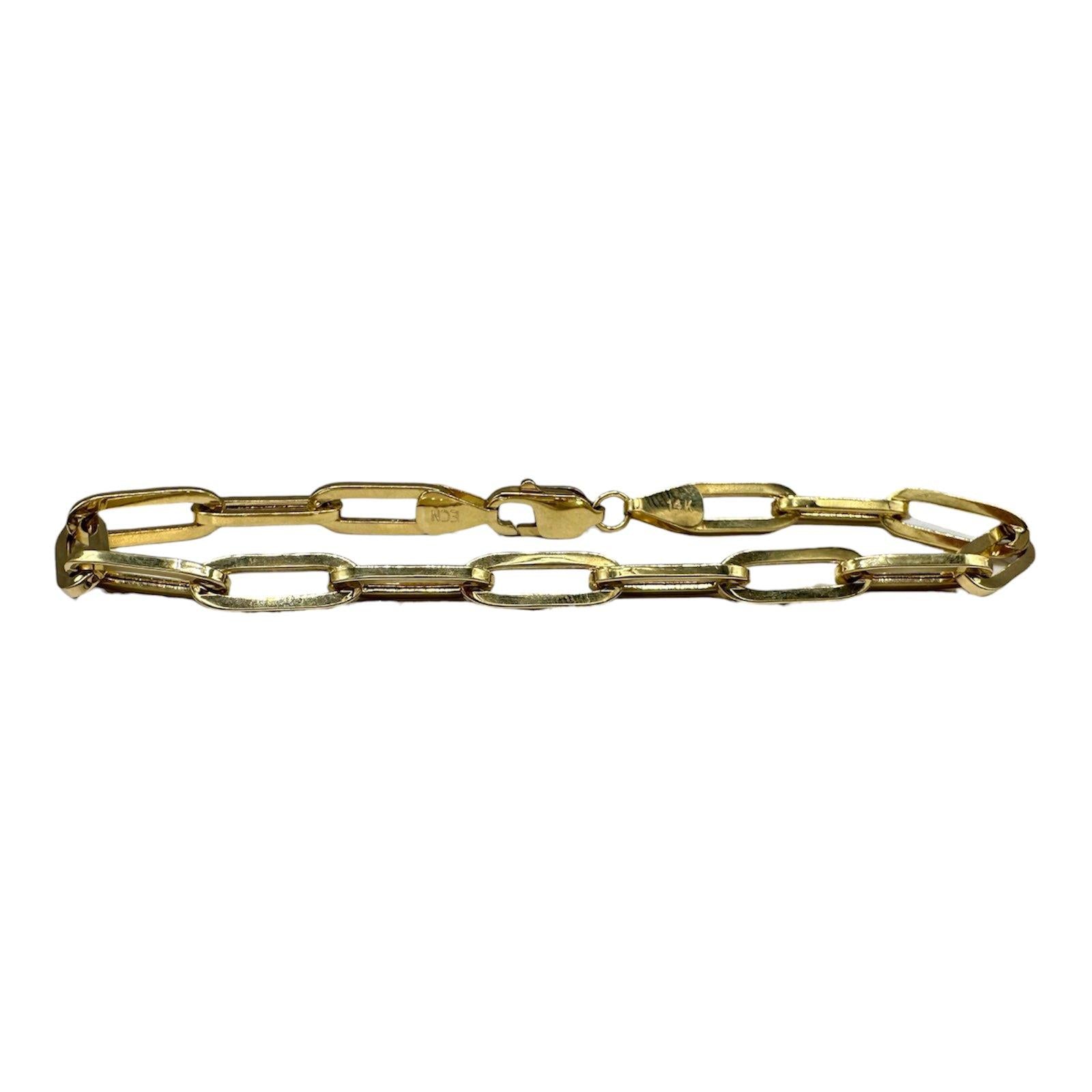 Paperclip Bracelet 14kt Yellow Gold 8.25in 5.6mm 6.6g New