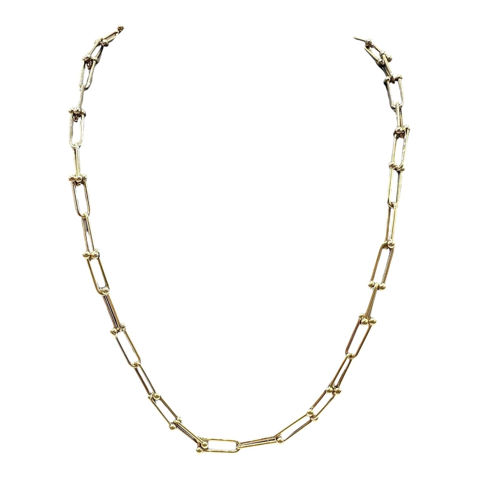 Horseshoe Link Necklace 14kt Yellow Gold 18in 4.4mm Hollow New