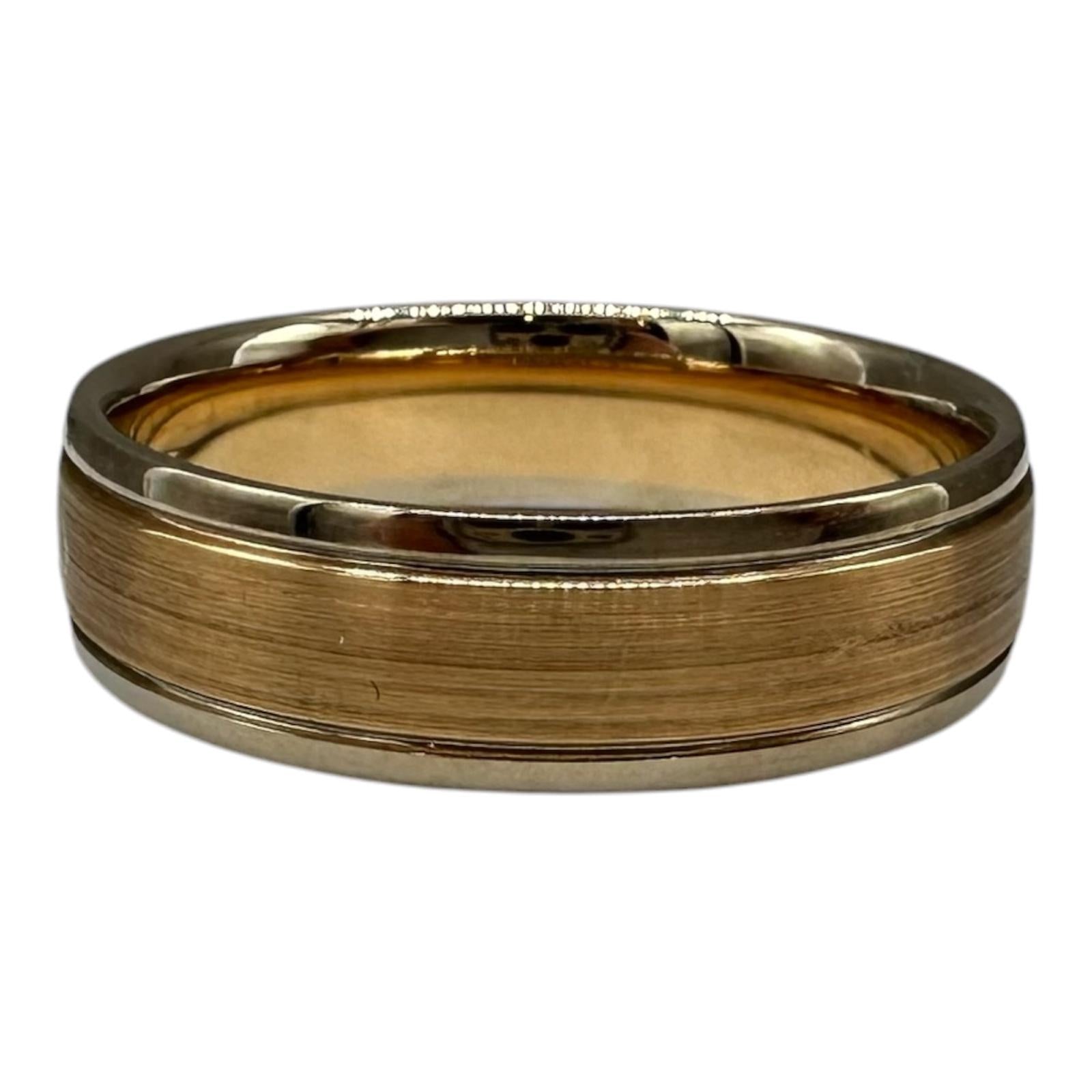 Two Tone Gent Band Ring 14kt Gold Size 10 6mm Estate