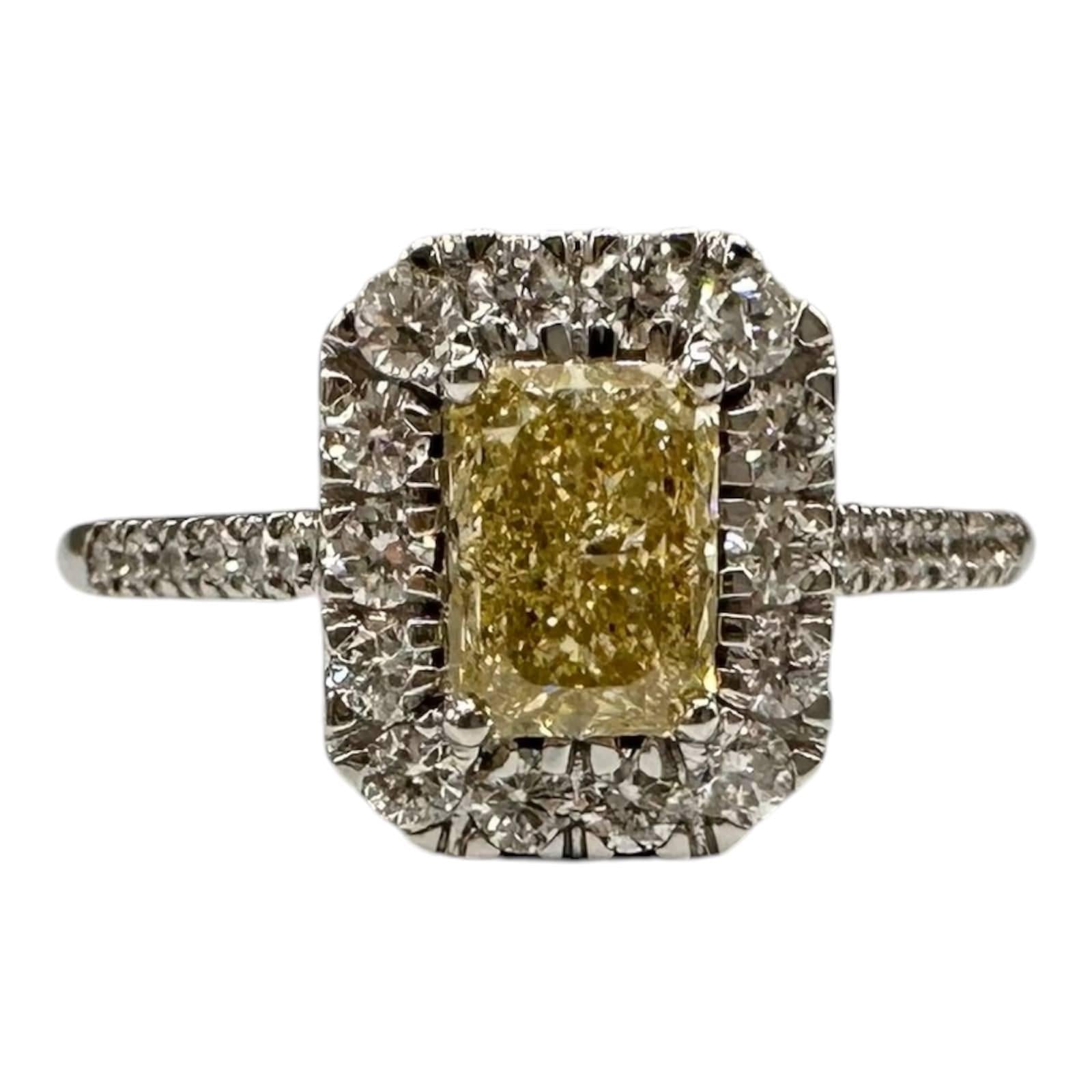 Natural Yellow Diamond Cocktail Ring 14kt White Gold 1.31ctw VS Size 6.5