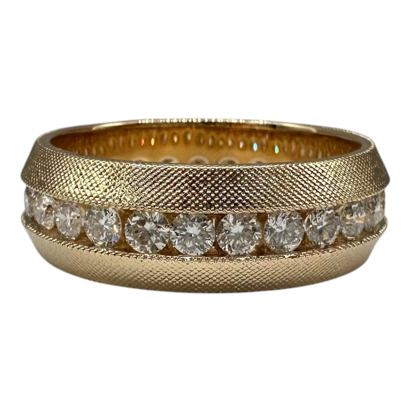 Lab Grown Diamond Gents Channel Set Ring 14kt Yellow Gold 2.90ctw Size 12.5