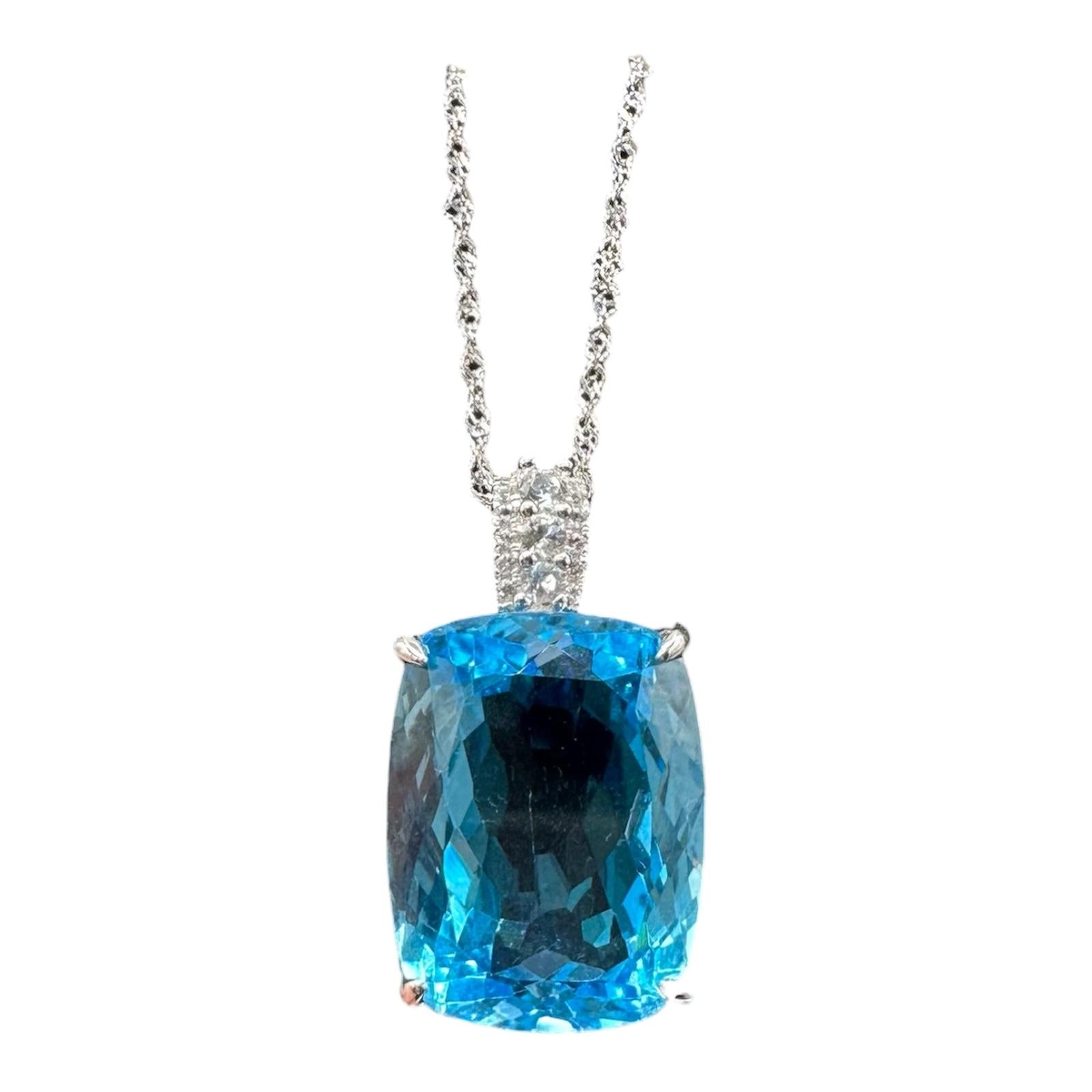 Blue Topaz Necklace Sterling Silver 23ctw White Topaz Adjustable New