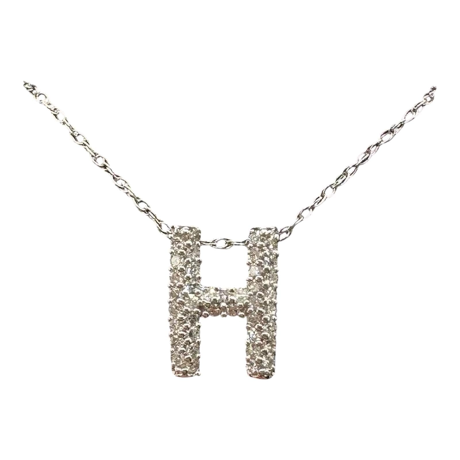 Diamond H Initial Necklace 10kt White Gold 0.15ctw GH VS SI New