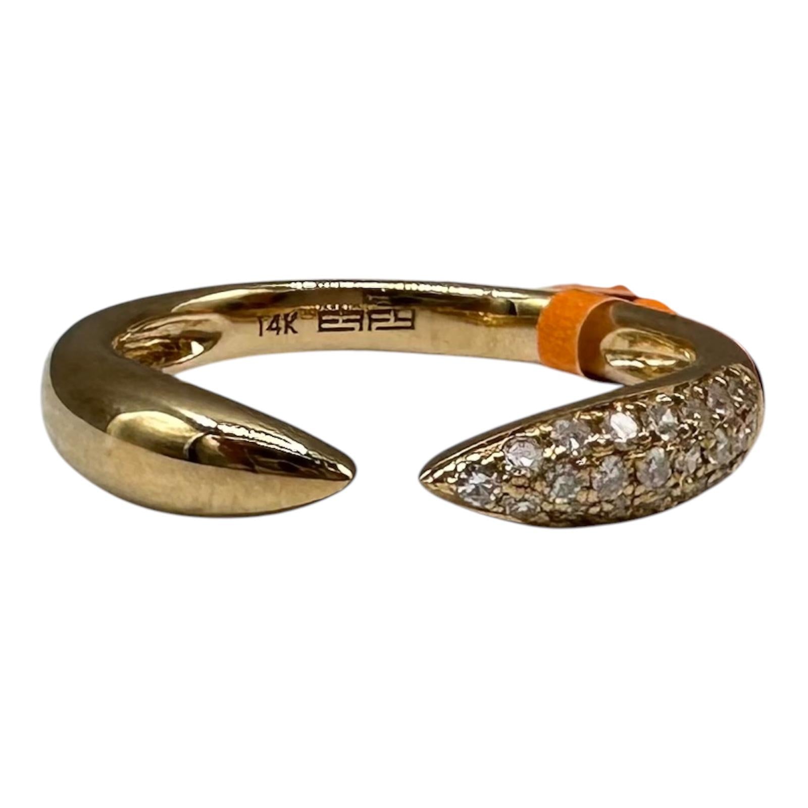 Designer Effy Diamond Open Claw Ring 14kt Yellow Gold 0.09ctw NWT