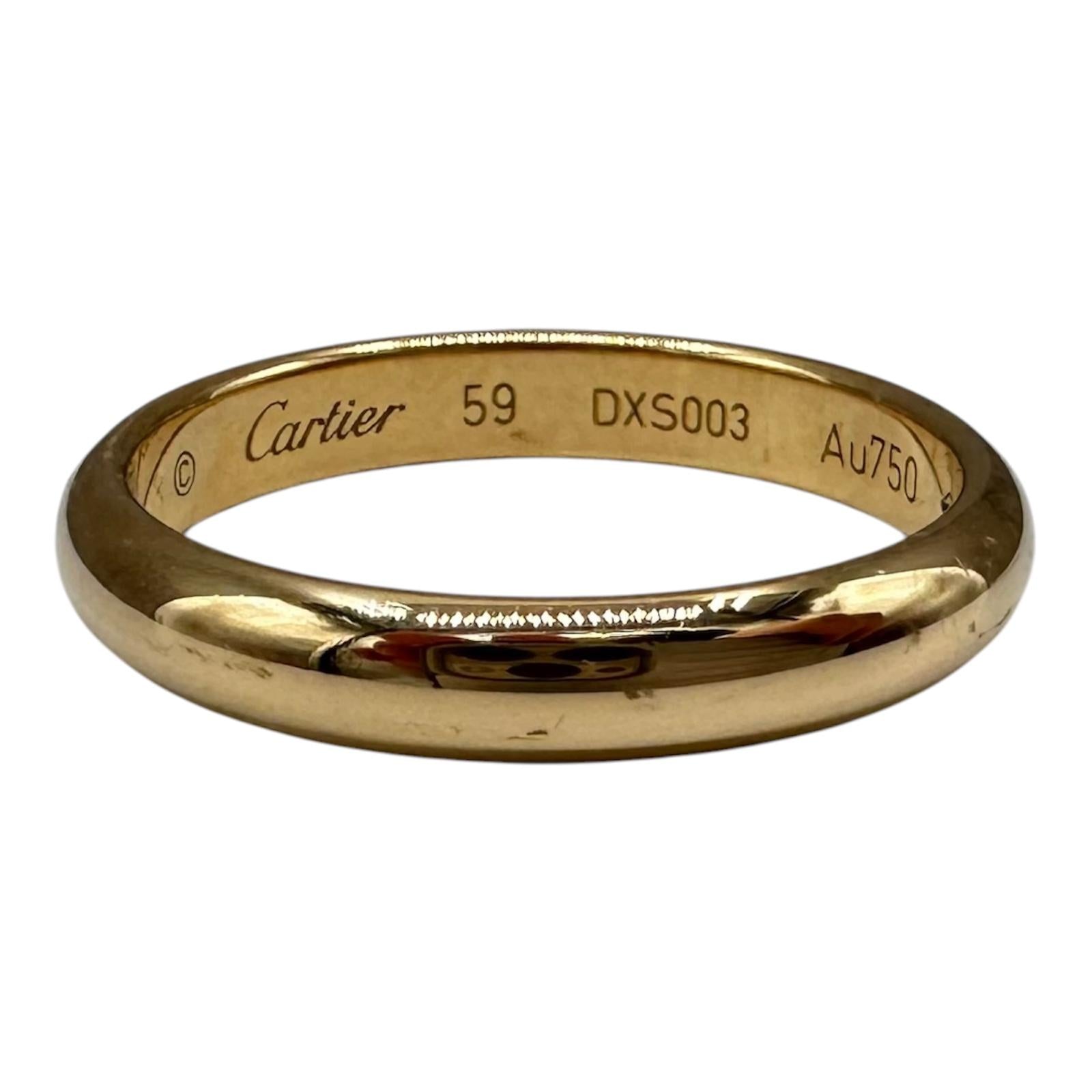 Designer Cartier 1895 Wedding Band 18kt Yellow Gold Size 59 With Papers