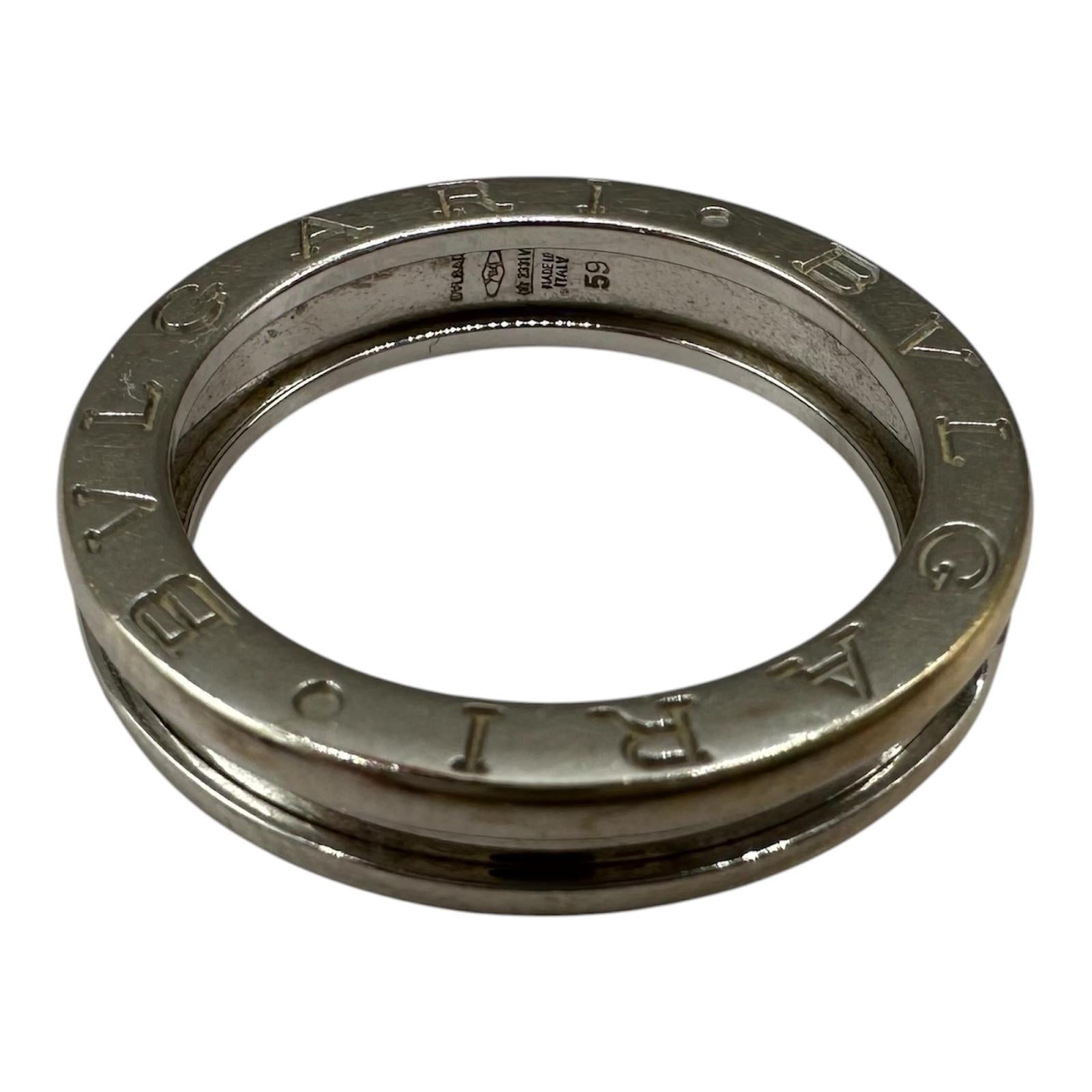 Designer Bvlgari Bzero1 One Band Ring 18kt White Gold Size 59
