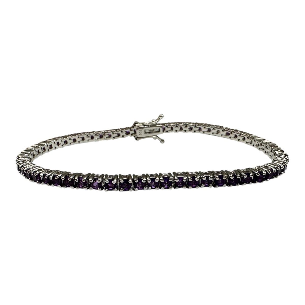 Amethyst Tennis Bracelet Sterling Silver 3mm 7.5in New