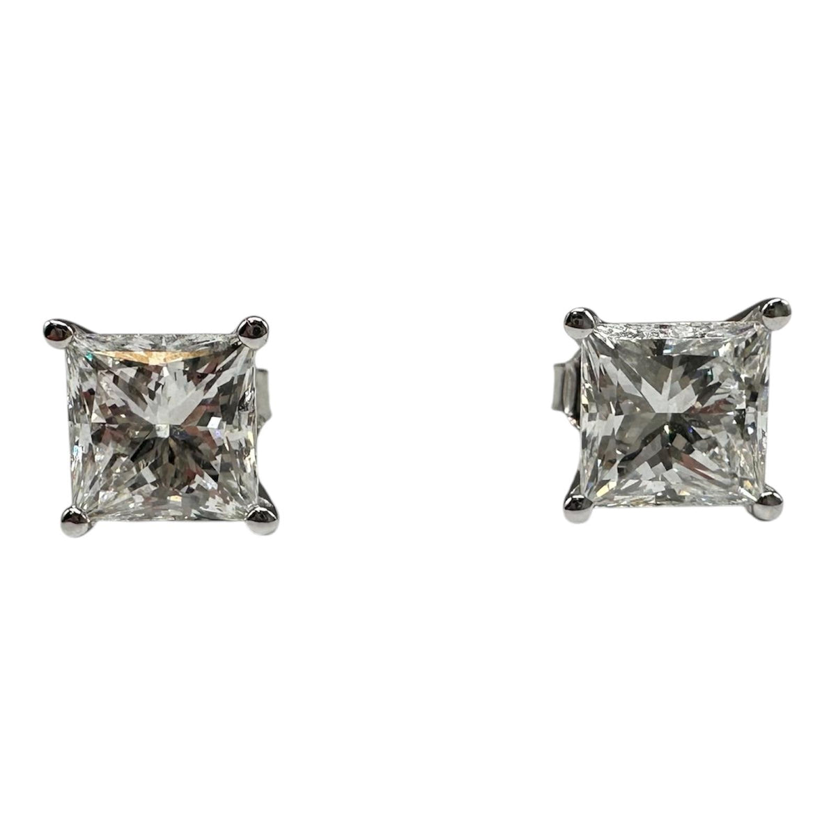 Princess Lab Grown Diamond Stud Earrings 3.08ctw IGI 14kt White Gold