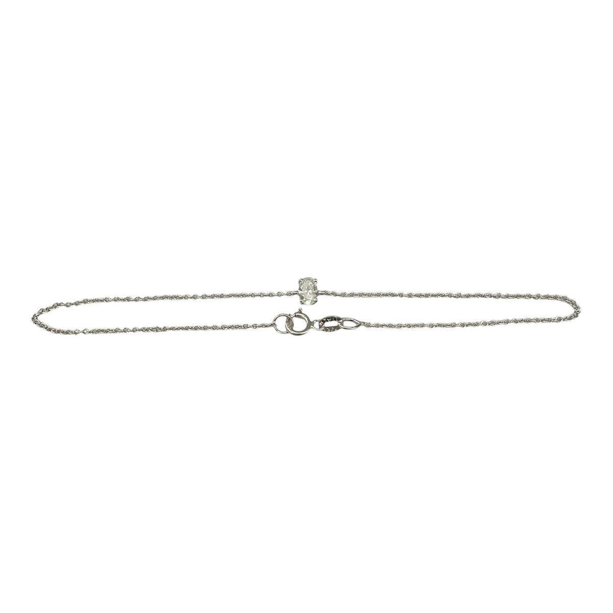 Single Diamond Bracelet 14kt White Gold 0.10ct GH SI Oval