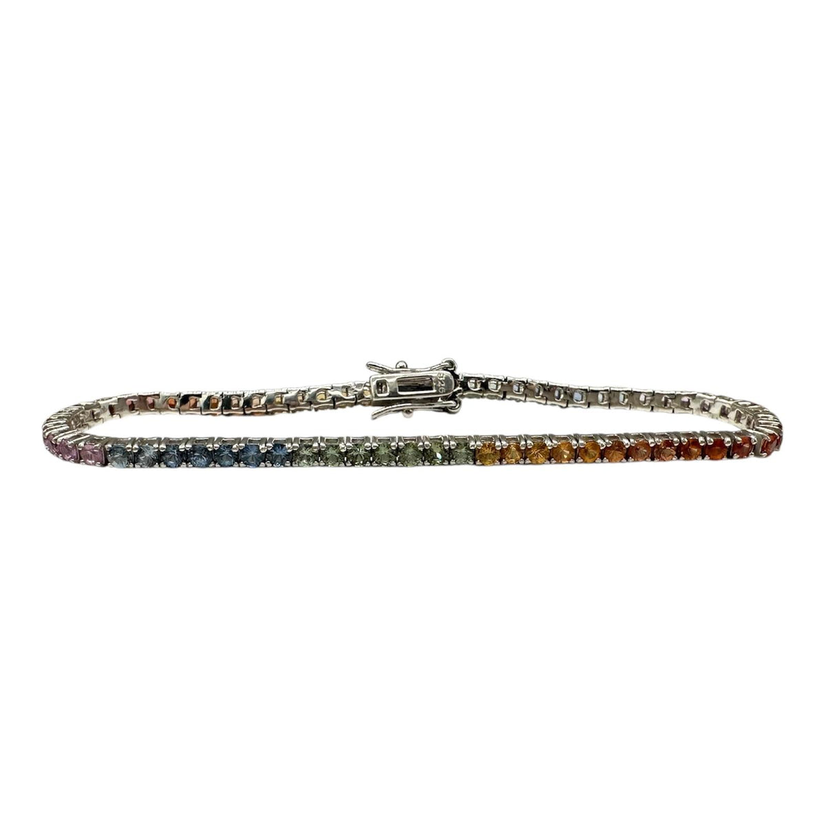 Rainbow Multicolor Sapphire Bracelet Sterling Silver 5.15ct 7in New