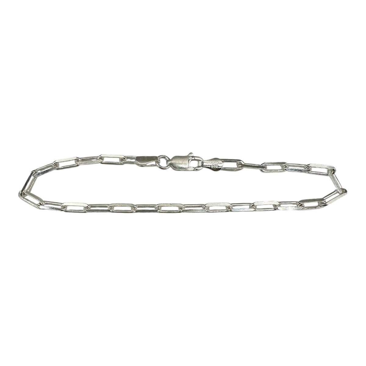 Paperclip Chain Bracelet Sterling Silver 7in 3mm New