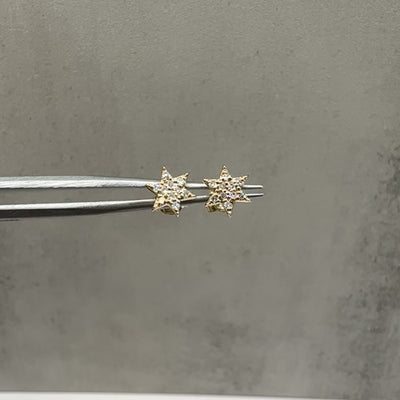 Diamond Star Earrings in 14kt Yellow Gold - 0.17ctw GH SI, Push Backs, New