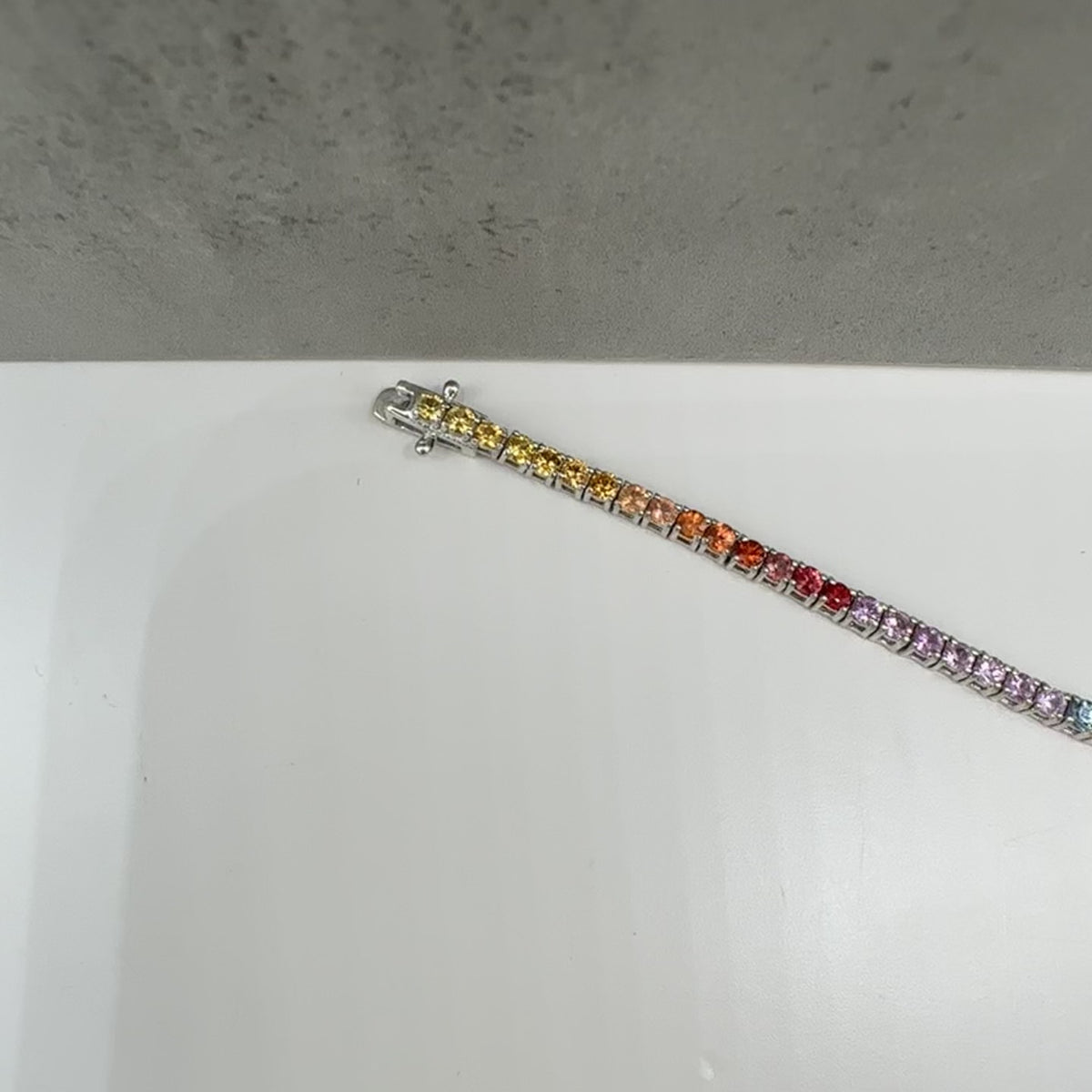Rainbow Multicolor Sapphire Bracelet Sterling Silver 5.15ct 7in New