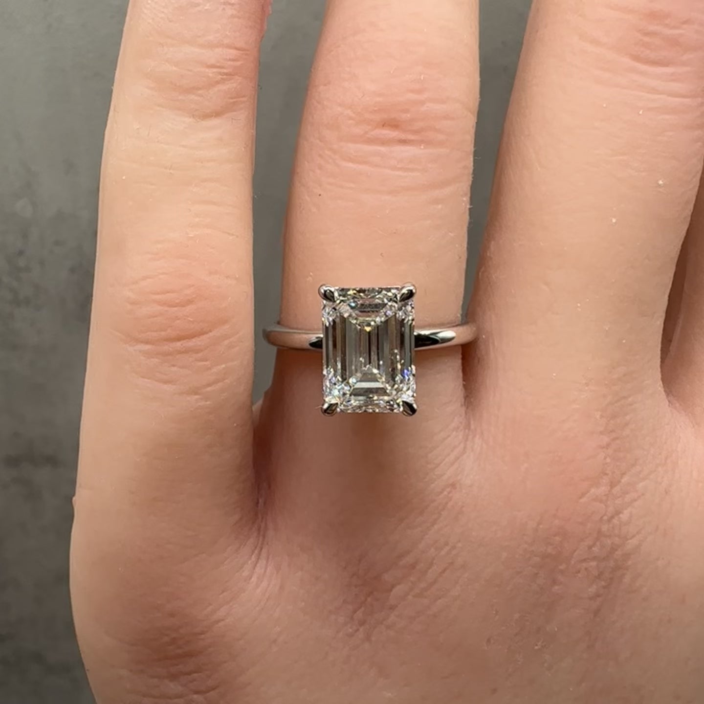 3.10ct Emerald Cut Lab Diamond Ring IGI F VVS2 14K White Gold