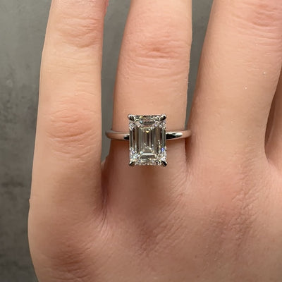 3.10ct Emerald Cut Lab Diamond Ring IGI F VVS2 14K White Gold