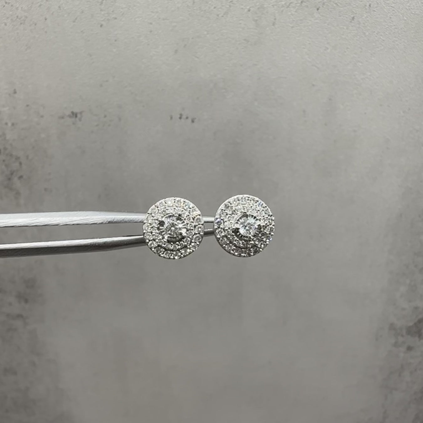 Diamond Halo Stud Earrings in 10kt White Gold - 0.50ctw GH SI2-I1 Diamonds, New