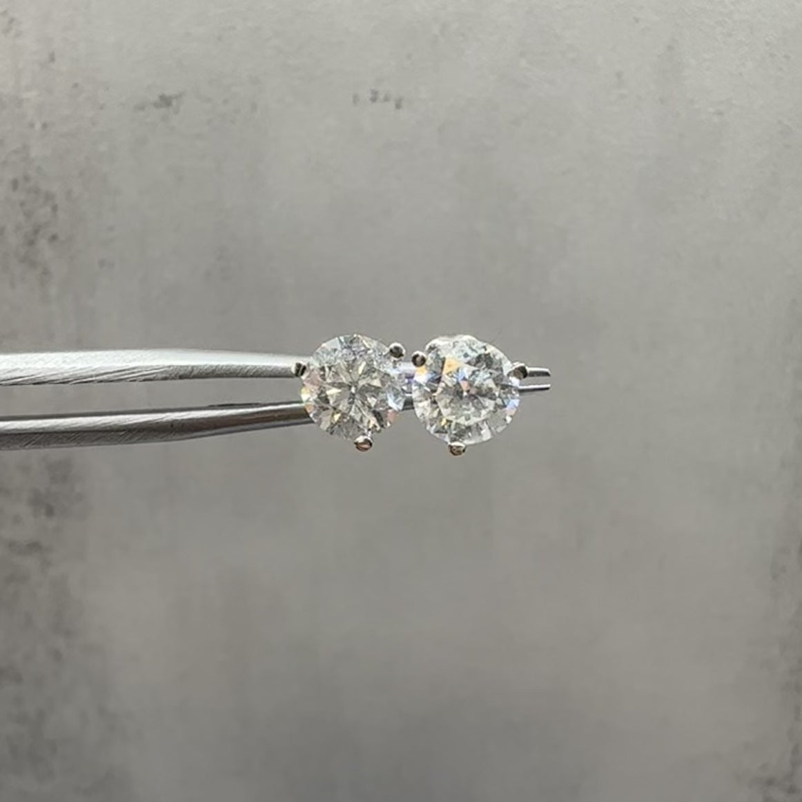 Natural Diamond Stud Earrings in 14kt White Gold - 2ctw Round Diamonds, Martini