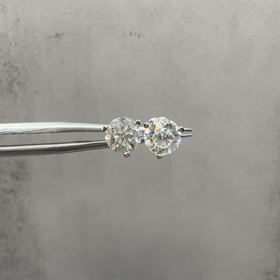Natural Diamond Stud Earrings in 14kt White Gold - 2ctw Round Diamonds, Martini