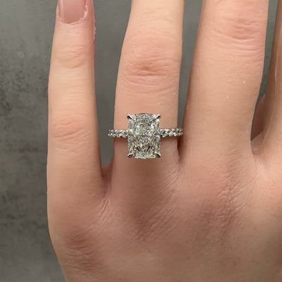 3.44ct Elongated Cushion Lab Diamond Ring IGI G VVS2 14K White Gold