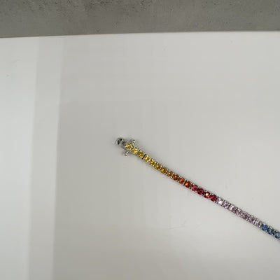 Rainbow Multicolor Sapphire Bracelet in Sterling Silver – 5.5ct, 7.5in, New