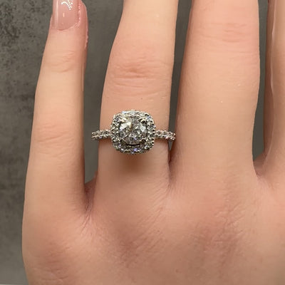 1.33ctw Natural Diamond Engagement Ring 14K White Gold Size 5.75