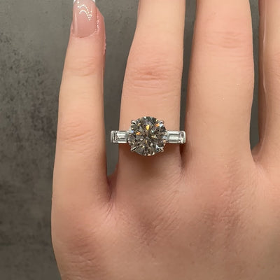 3.62ct 3 Stone Lab Diamond Ring IGI F VVS2 14K White Gold