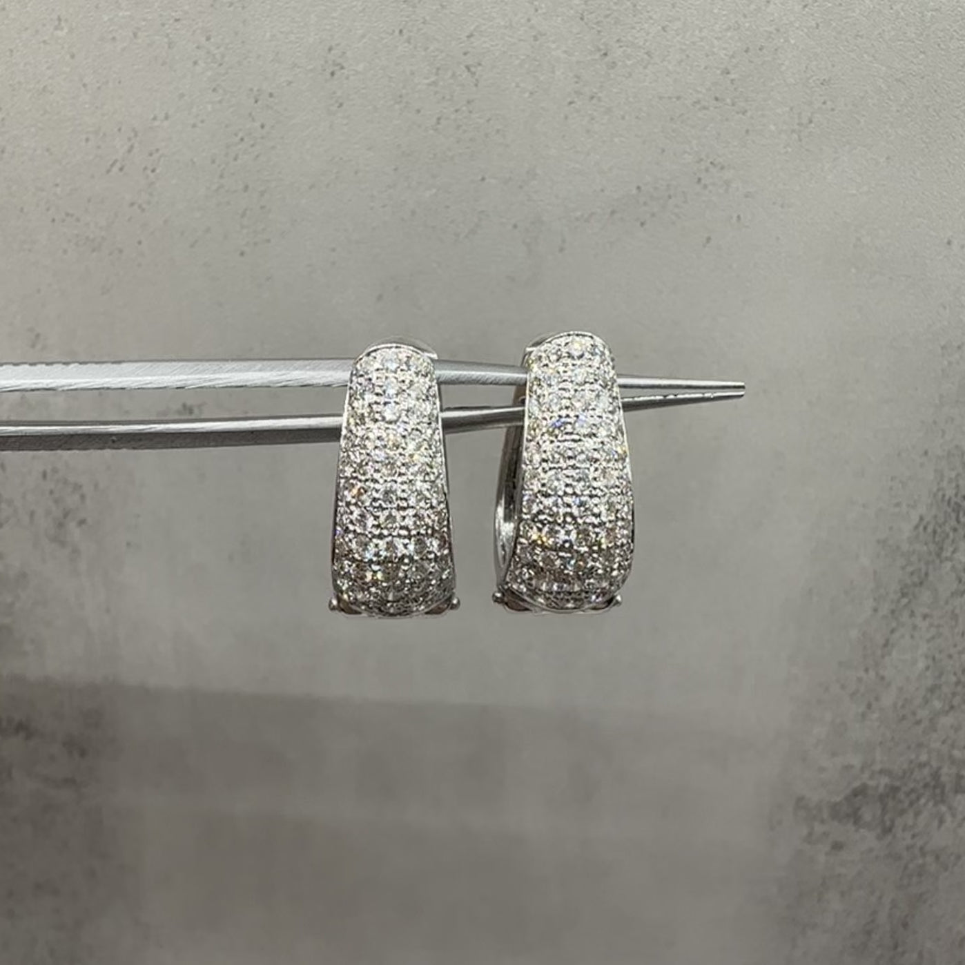 Pavé Natural Diamond Earrings in 18kt White Gold 3 Carats