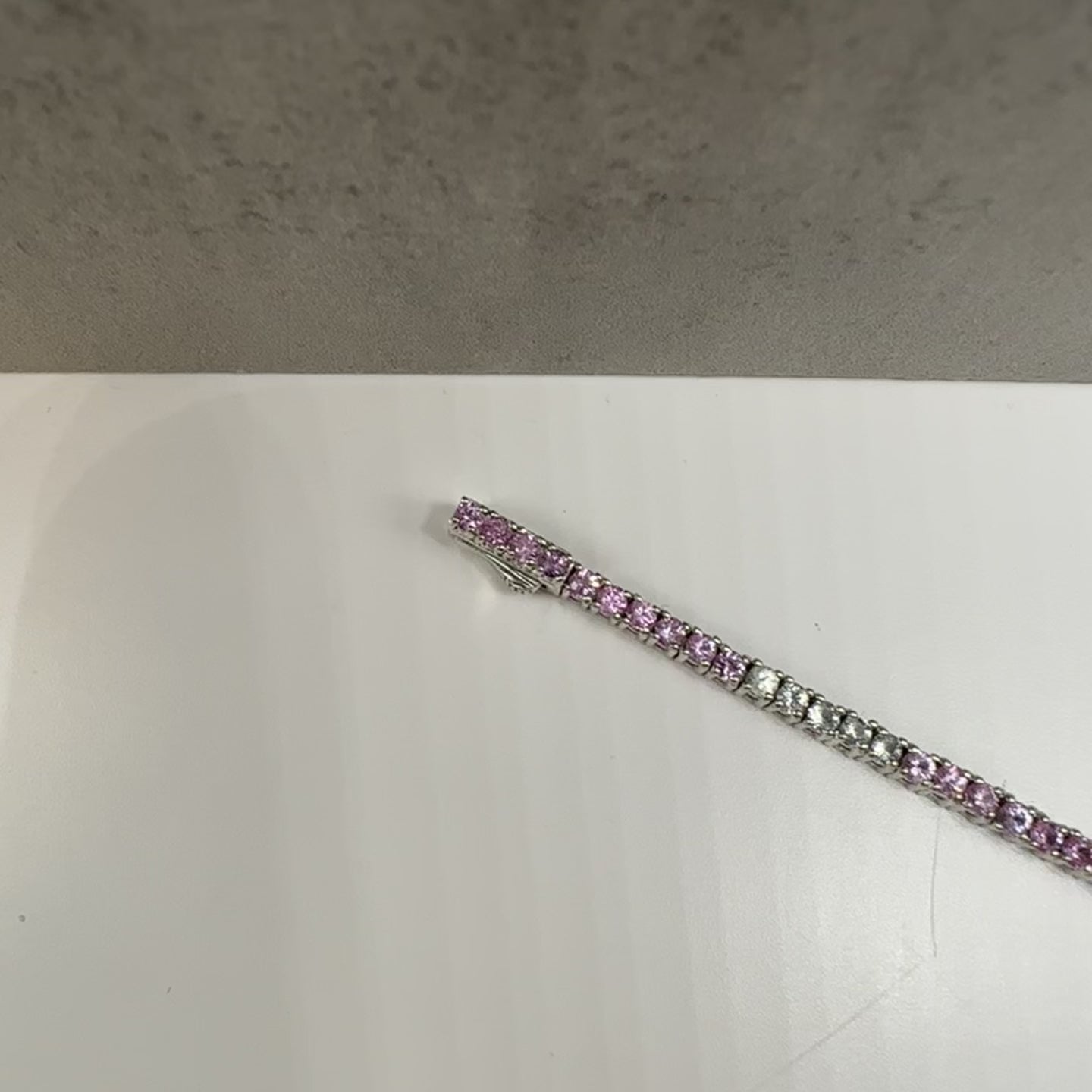 Pink Ombre Sapphire Tennis Bracelet in Sterling Silver – 3.9ct, 7in, New